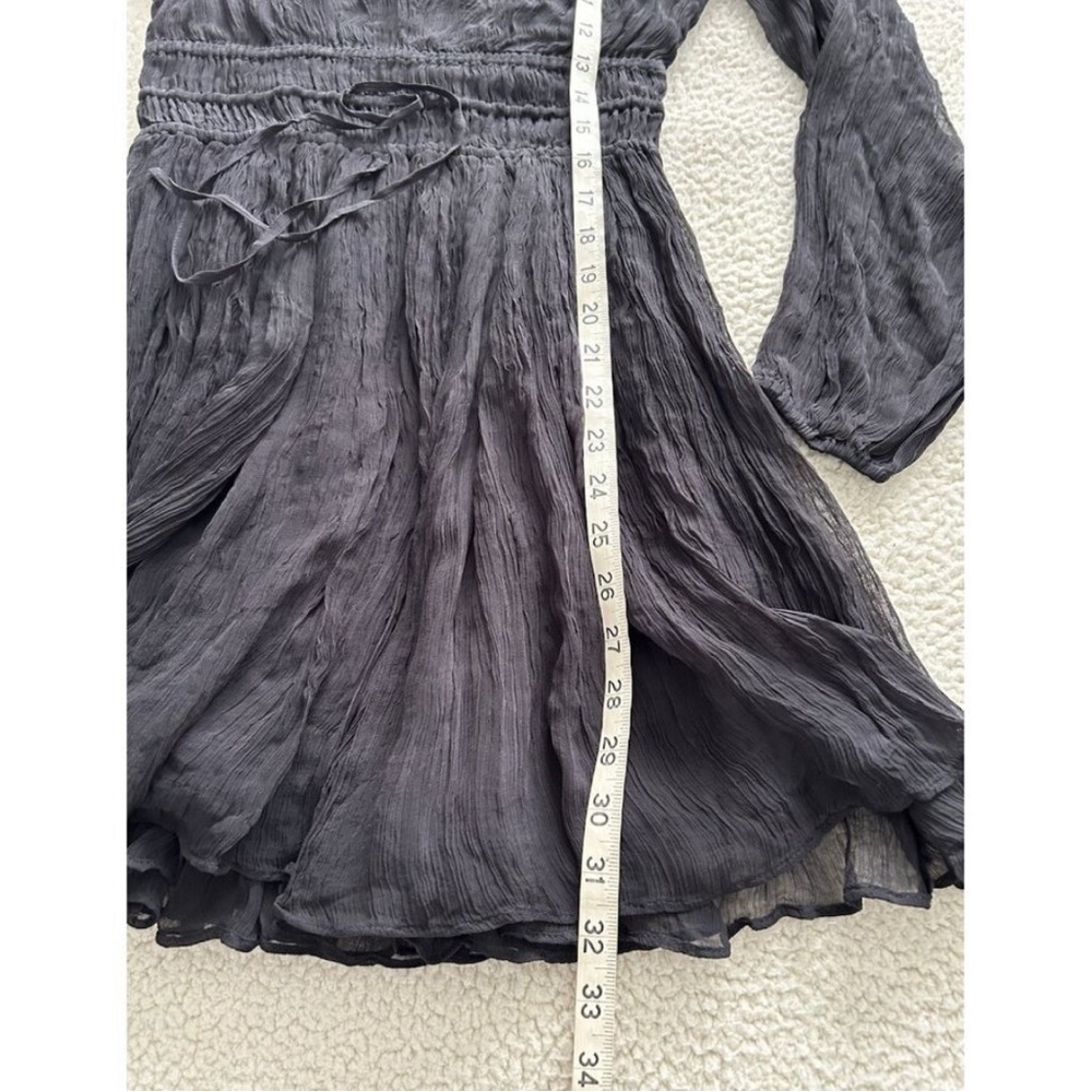J Crew Elena Long Sleeve Black Chiffon Dress - Picture 12 of 13